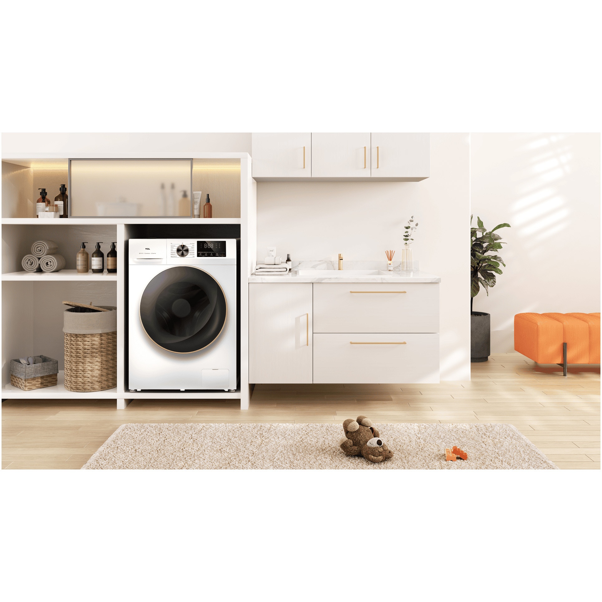 Masina de spalat rufe TCL FP1012WA0, 10 kg, 1200 RPM, Clasa A, BLDC Inverter Motor, Steam Wash, Drum Clean, 24 Hour Delay, Honeycomb Drum, Quick Wash 15 min, Add Garment, 16 Programe, Alb