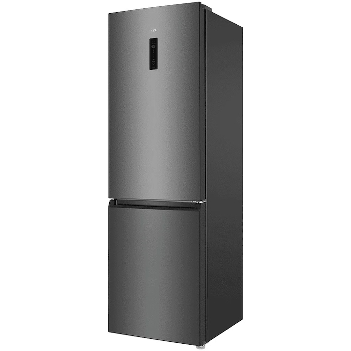 Combina frigorifica TCL RP282BSE0, 282 L, Total No Frost, Compresor Inverter, Display Touch, Iluminare LED, Clasa E, H 183 cm, Gri
