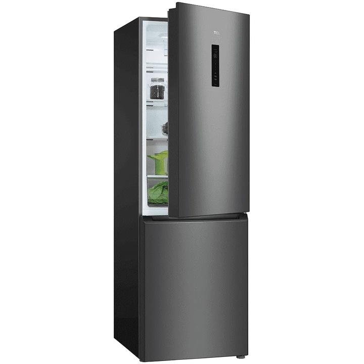 Combina frigorifica TCL RP282BSE0, 282 L, Total No Frost, Compresor Inverter, Display Touch, Iluminare LED, Clasa E, H 183 cm, Gri