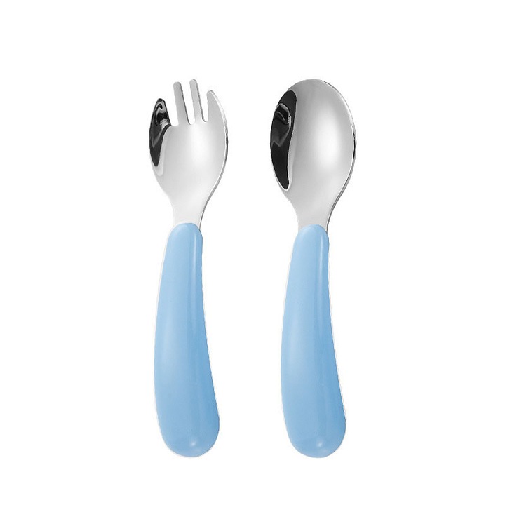 Set tacamuri pentru copii, 2 bucati, inox 304, cu huse de transport, albastru