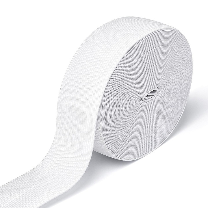 Elastic 50 mm, 25 m rola, alb, banda elastica pentru confectii si mercerie