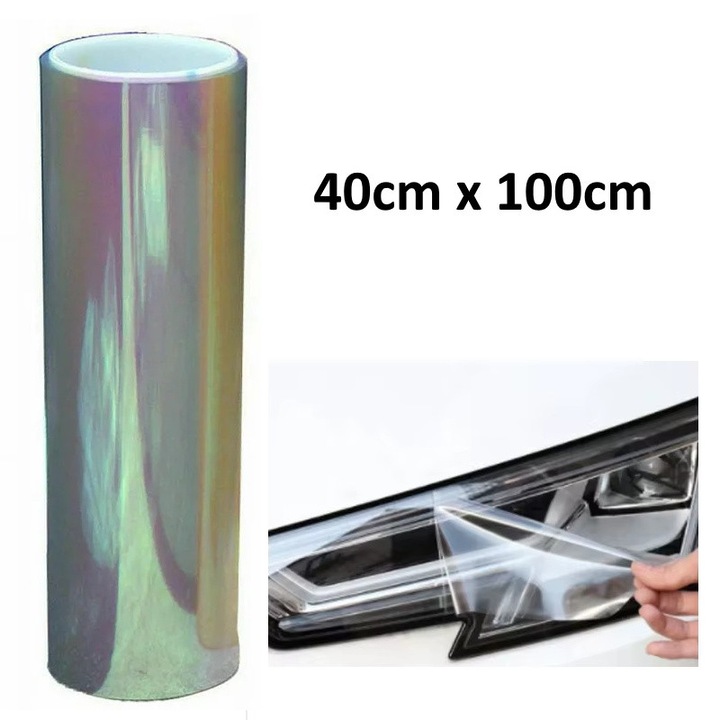 Folie Faruri Auto-Adeziva Transparenta DIOV® tip Film Autocolant Protectie Faruri si Stopuri 40x100cm