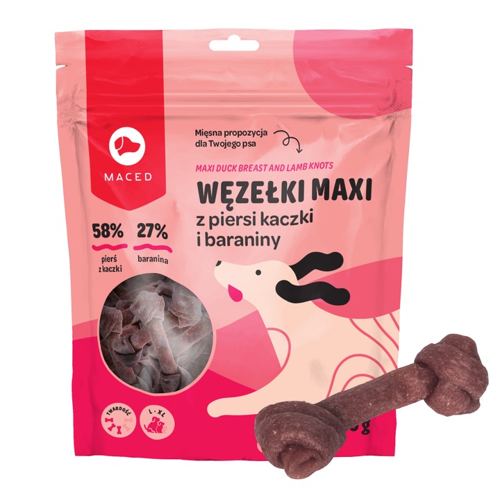 Biscuiti si recompense Maced Wezelki Maxi cu piept de rata si miel, 500g