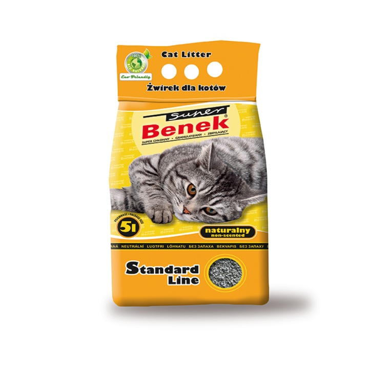 Asternut pentru pisici Super Benek Natural, 5L, cu bentonita