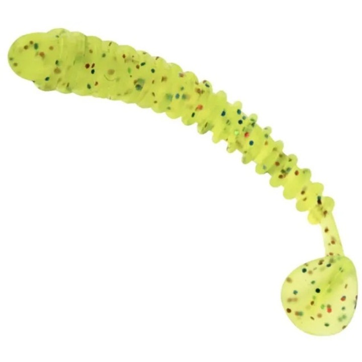 Soft Shad EnergoTeam L&K Плаваща дълга мухарска примамка, 7 см, 5 броя/пакет, жълто-зелена