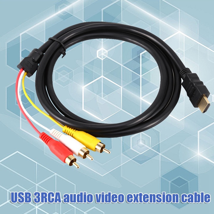 Аудио-видео кабел, HDMI-RCA, 1.5 м, Черен