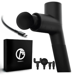 Pistol de masaj Extralink Gymgun Fit 2.0 Lite, 6 trepte de intensitate, 4 capete interschimbabile, negru, 800g