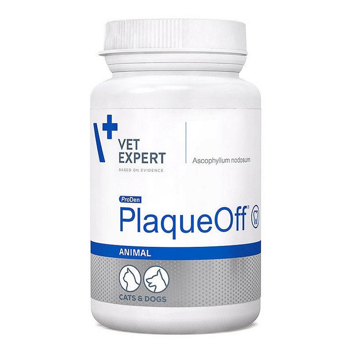 Supliment Nutritiv pentru Pisici si Caini, VetExpert PlaqueOff, 20g, Natural, Reduce Placa Dentara