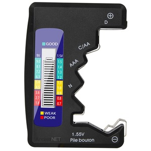 Tester digital BT3 afisaj LCD, pentru baterii si acumulatori tip R20, R14, R1, AA si AAA 1, 5 V, baterii si acumulatori 9V, negru