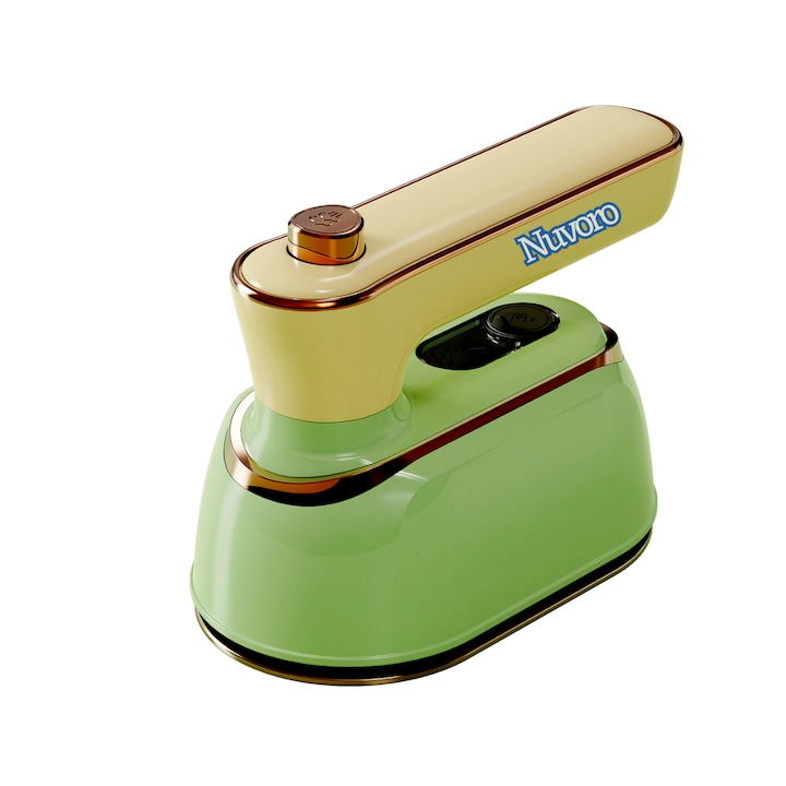 Fier de calcat Nuvoro CY-601, portabil, cu abur, 1000W, maner pliabil, compact, ideal pentru calatorii, Verde