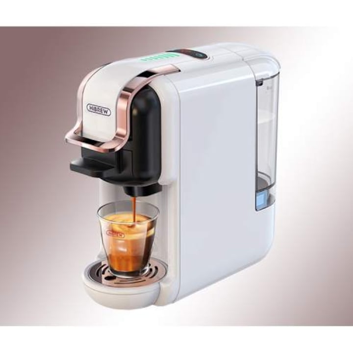 Кафемашина с капсули 5 in 1 HiBREW H2B-white, 1450 W, 19 бара, Резервоар за вода 600 мл, Бял