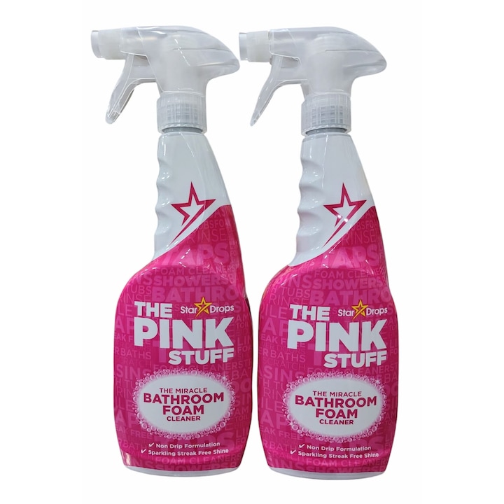 Комплект от 2 x Спрей пяна за почистване на баня The Pink Stuff, 750 мл