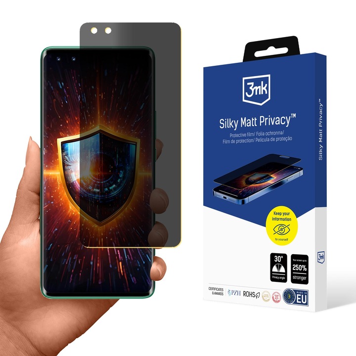 Telefonvédő fólia, 3mk Silky Matt Privacy, adatvédelem, 250%-os ellenállás, átlátszó, Huawei Nova 11 Pro