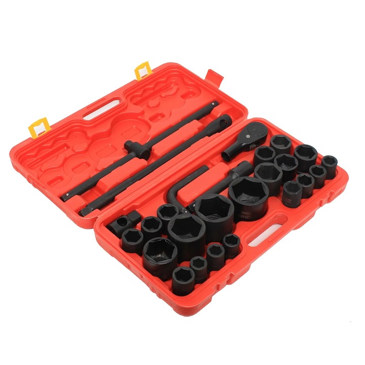 Dugókulcs készlet, 26 részes, 3/4" és 1"-es meghajtó, 21-65 mm, nagy teherbírású
