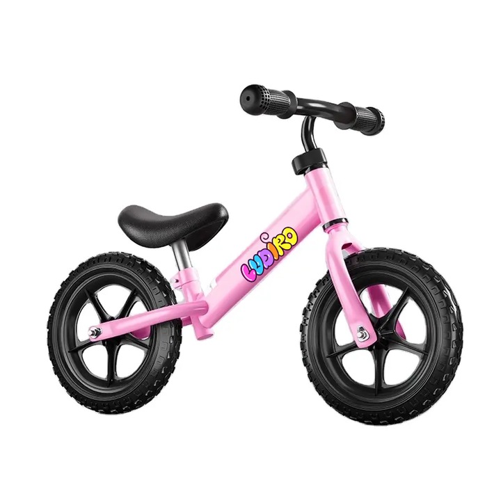 LUDIRO pedál nélküli futóbicikli 2-5 éves gyerekeknek, állítható magasságú, 360 fokban forgatható kormány, ütésálló polimer kerekek, 30 cm átmérő, fém váz, rózsaszín