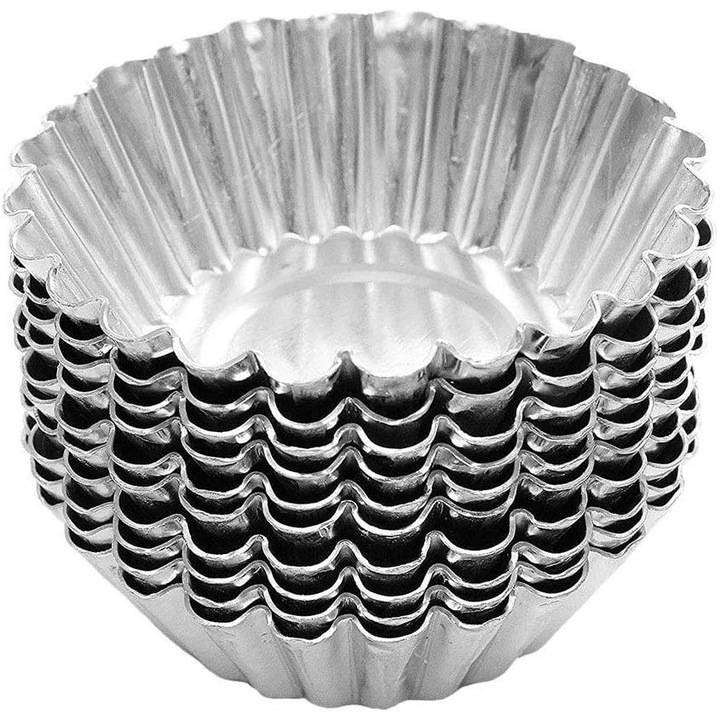100 darab alumínium sütőforma, ezüstszínű, 7x2 cm, pitékhez és süteményekhez