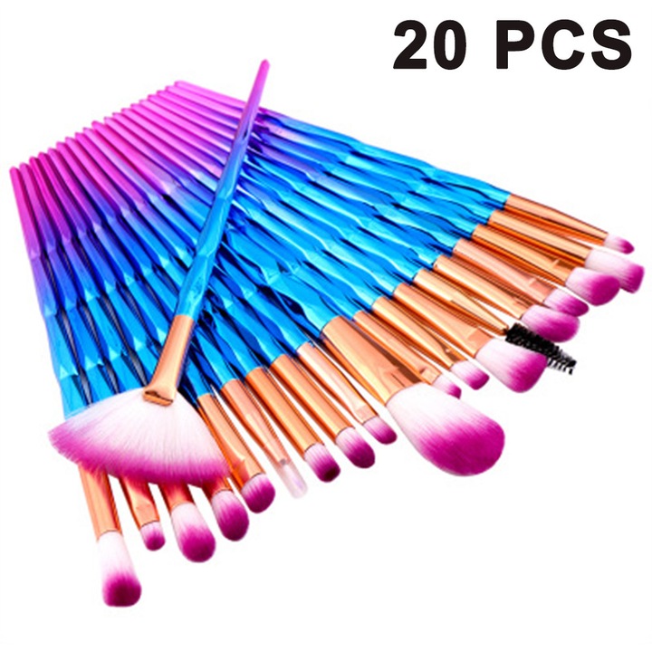 Pensule de machiaj, 20 de piese, set de pensule de machiaj cosmetice premium pentru amestecarea fondului de ten, pudra, blush, corectoare, iluminatoare, kit de pensule pentru fard de pleoape