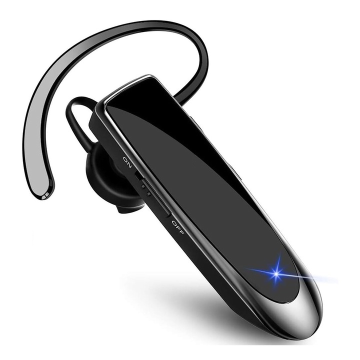 Vezeték nélküli Bluetooth fejhallgató, kihangosító, zajszűrős, fekete, állítható, 22 óra lejátszási idővel, 360 fokban állítható, tokkal együtt