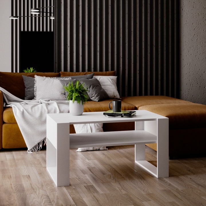 Masa de cafea MRBLS HOME Karo, 92x45x53,6 cm. Design modern, alb mat