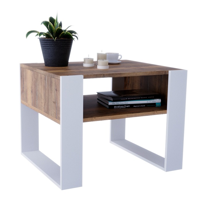 Masa de cafea MRBLS HOME Karo, design modern, lemn laminat, 65x45x53,6cm, multicolor