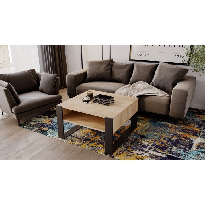 Masa de cafea, MRBLS Home, Stejar/Negru, 68x45x71.5cm