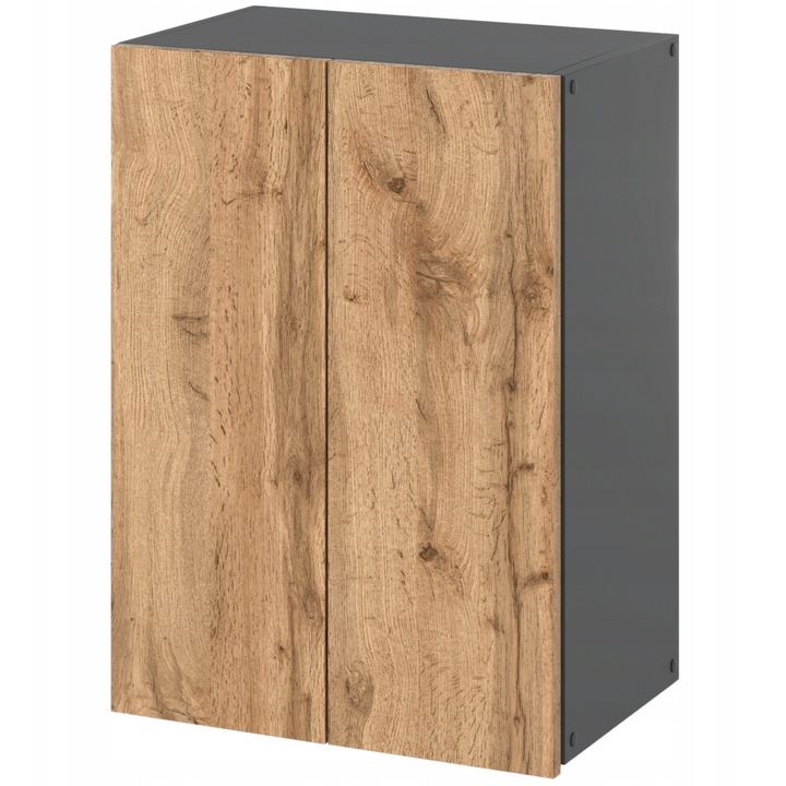 Dulap suspendat pentru baie 40 cm stejar gri Wotan, cu 2 rafturi spatioase, soft-close, ideal pentru bai mici si depozitare eficienta MRBLS_HOME