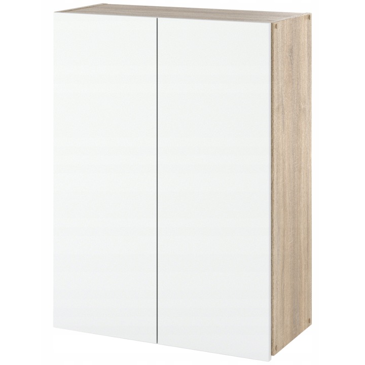 Dulap suspendat pentru baie, MRBLS_HOME, stejar Sonoma/alb, 3 rafturi, 60x80x30cm