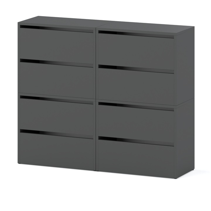 Dulap pentru pantofi, MRBLS_HOME, gri mat, 120x100x36cm, 2 rafturi, design modular