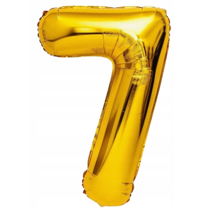 7-es számú lufi, arany, fólia lufik, 65 cm