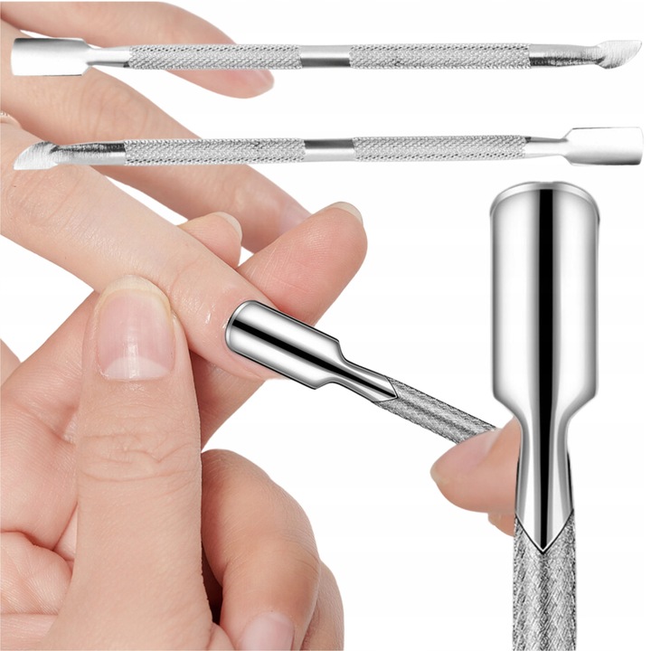 Körömágybőr véső, félkör alakú, rozsdamentes acél, ergonomikus, ezüst, 15g