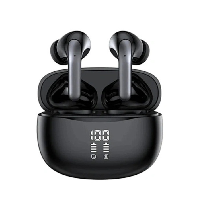 Miccell vezeték nélküli fejhallgató, True Wireless, Bluetooth 5.3, ANC és ENC, Hi-Fi hangzás, mikrofon, fekete