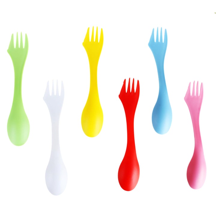 Комплект прибори за хранене Delpi 3 в 1, 18 части, Лъжица, Вилица, Нож, Многоцветен, 17.5 см
