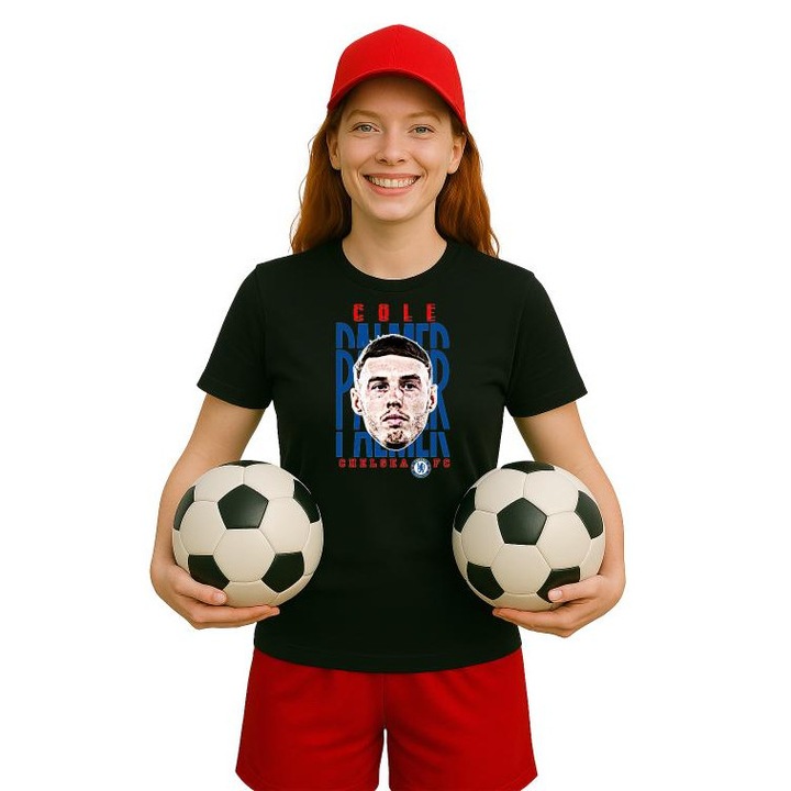 Tricou dama cu jucatorul Cole Jermaine Palmer-Chelsea FC, Cri-Flo, din bumbac 100%, culoare Negru, marime 2XL