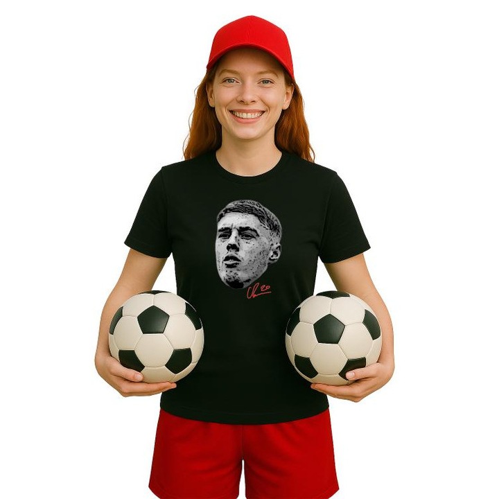 Tricou dama cu jucatorul Cole Palmer-Chelsea FC, Cri-Flo, din bumbac 100%, culoare Negru, marime S