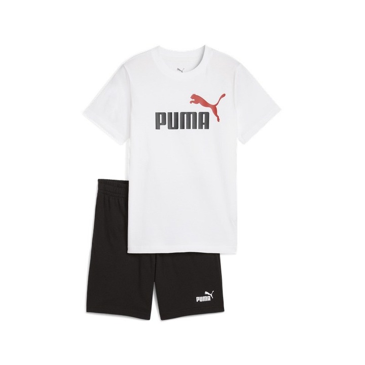 Compleu Puma pentru Fete, ess 2 color no 1 logo tee and shorts set, 686298-02, 176 CM, Alb
