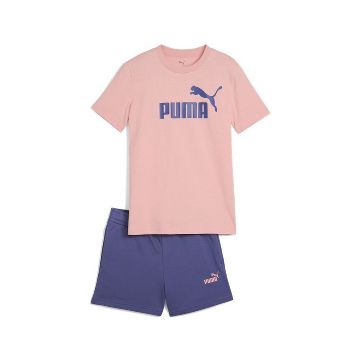 Комплект Puma за момичета, тениска и шорти с лого Ess No 1, размер G, 686307-18, 176 см, Розов