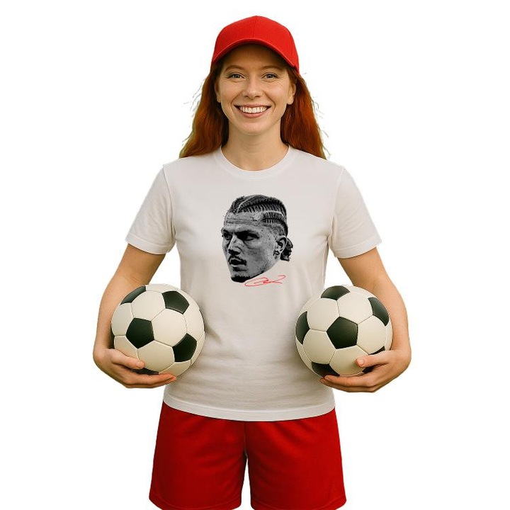 Tricou dama cu jucatorul Marcel Sabitzer-Borussia Dortmund, Cri-Flo, din bumbac 100%, culoare Alb, marime S