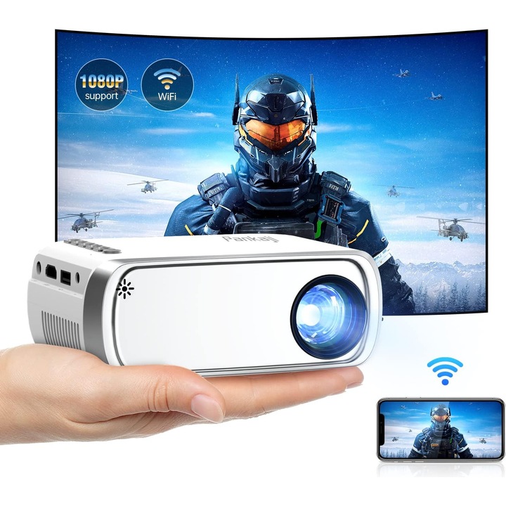 Proiector mini WiFi portabil LED 1080P, protectie oculara, dimensiuni mici