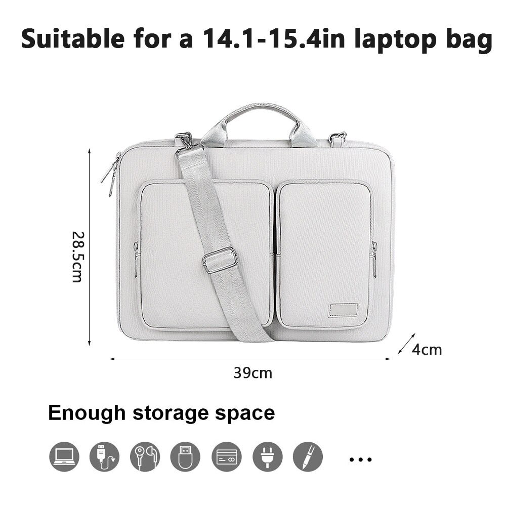 Geanta laptop HERUSI 14 inch, poliester, gri roz, 37.5x27x3.5cm