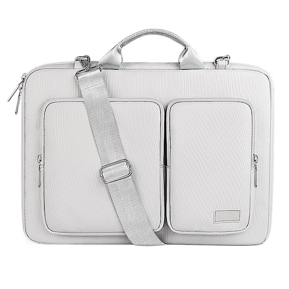 Geanta laptop HERUSI 14 inch, poliester, gri roz, 37.5x27x3.5cm