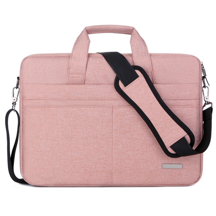 Geanta pentru laptop, 15.6 inch, impermeabil, roz, cu multiple buzunare, cu incarcare USB