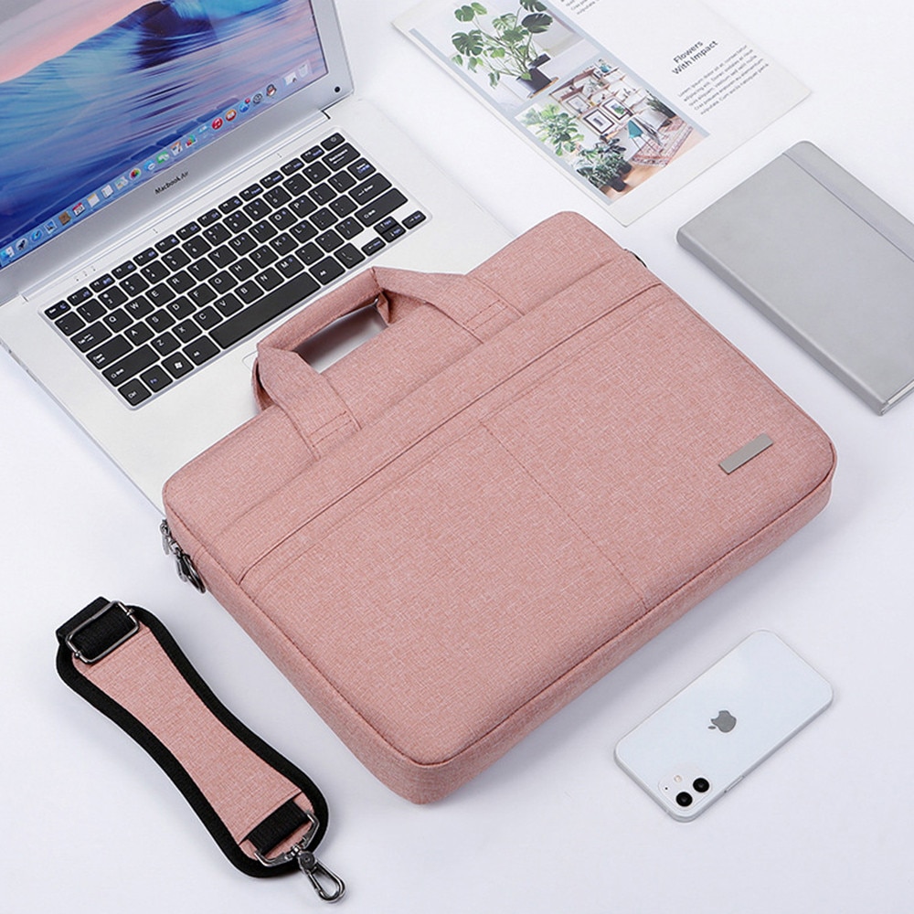 Geanta pentru laptop, 15.6 inch, impermeabil, roz, cu multiple buzunare, cu incarcare USB