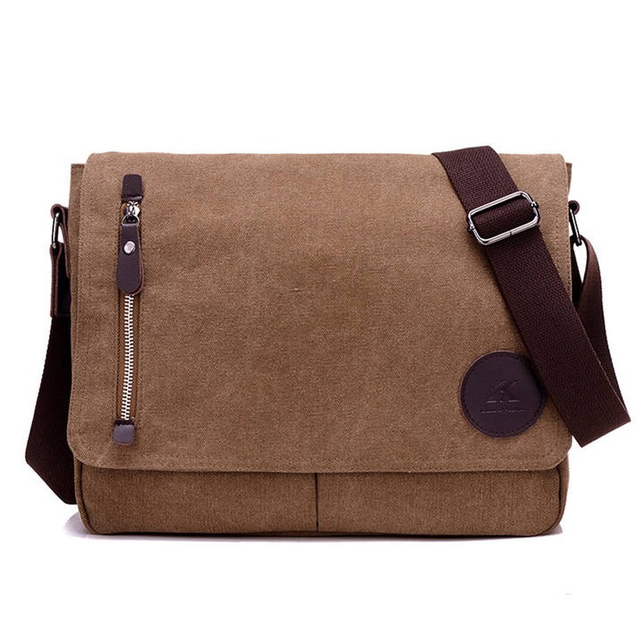 Genti de umar pentru laptop din panza, genti de umar pentru barbati, geanta de lucru pentru laptop (maro)