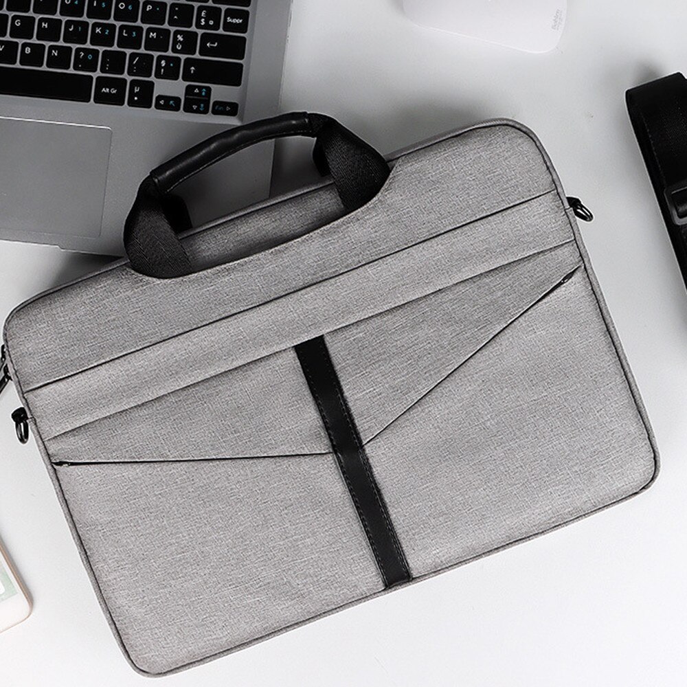 Geanta laptop 13.3 inch, velur, captuseala moale, curea umar reglabila, negru