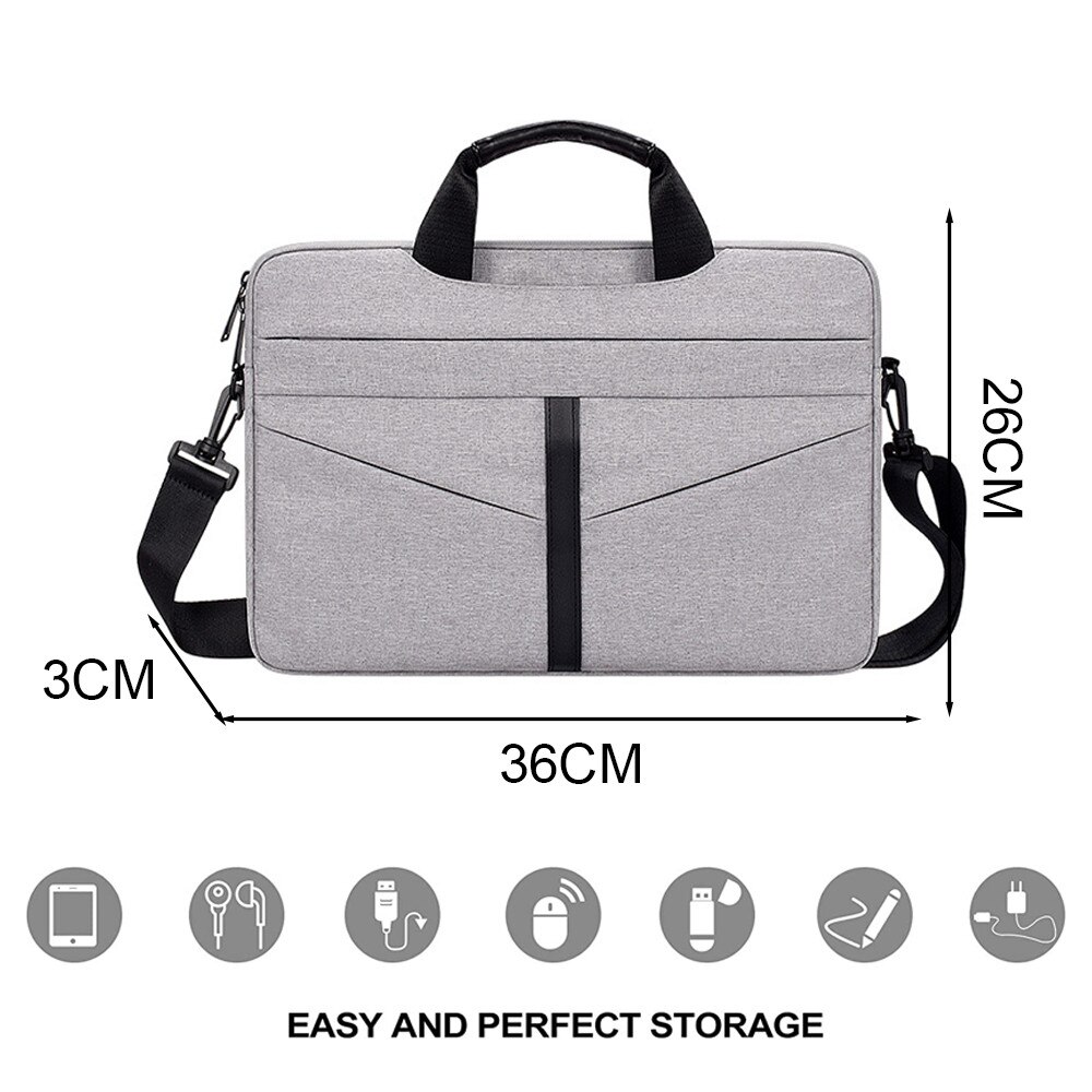 Geanta laptop 13.3 inch, velur, captuseala moale, curea umar reglabila, negru