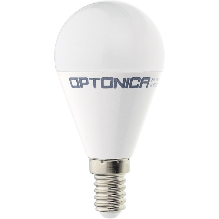 LED крушка 8W (54 W), Optonica, сферична, E14, 710 lm, Неутрална светлина (4500 K), Енергиен клас F