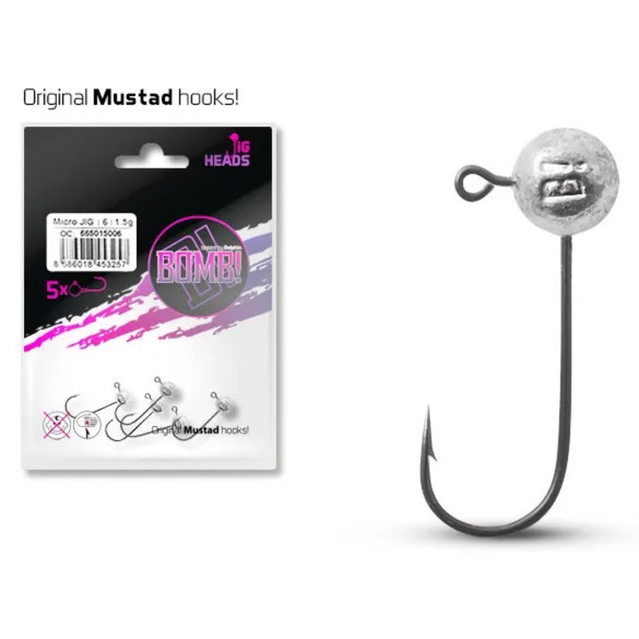 Cap Jig Delphin Bomb, 5 Buc, Carlig Mustad 4/0, 7, 5 Grame