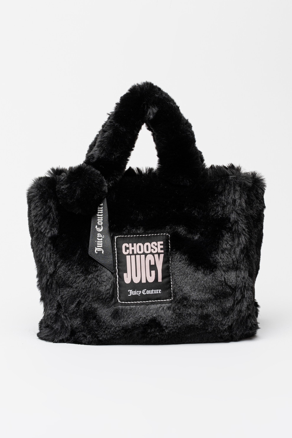 Juicy Couture, Geanta din blana sintetica cu maner Iris, Negru