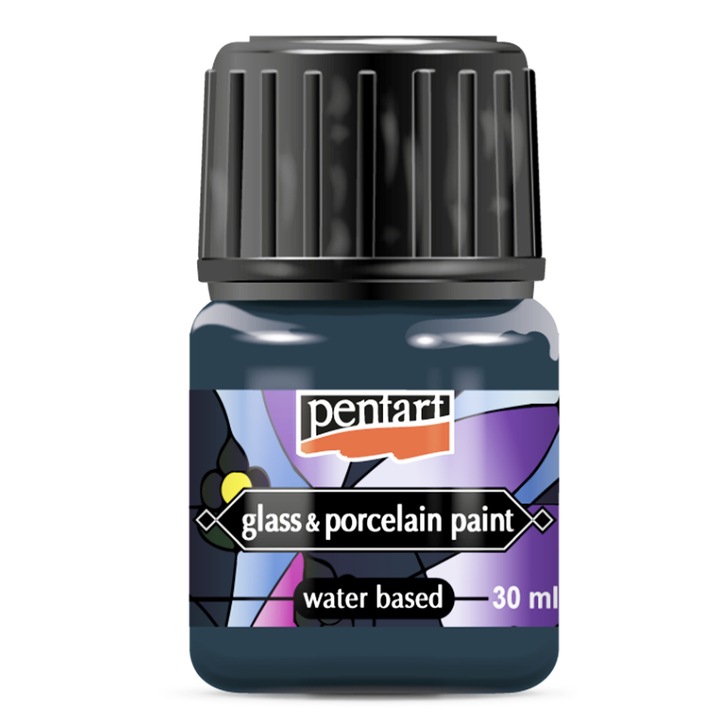 Vopsea pentru portelan, sticla, metal, Pentart TURCOAZ ALBASTRU pentru ceramica 30ml