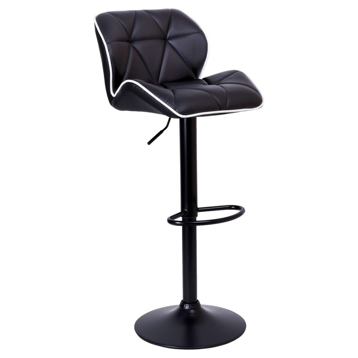 Бар стол Grappo, черен, регулируема височина 60-82 см, въртящ се на 360°